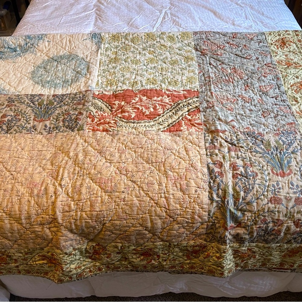 🎉RARE🎉 Pottery Barn Stella Kalamkari Patchwork Quilt, Full/Queen